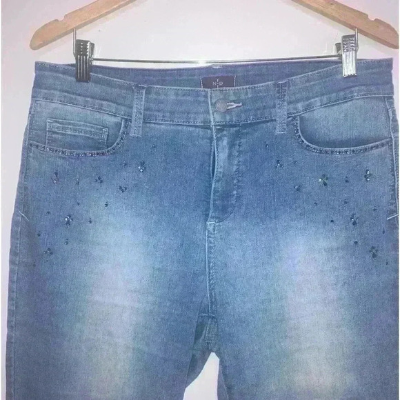 NYDJ Kimora Ankle Skinny Jeans Crystal Embellished Blue Denim - Picture 4 of 14